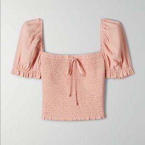 Aritzia Wilfred Smocked Blouse